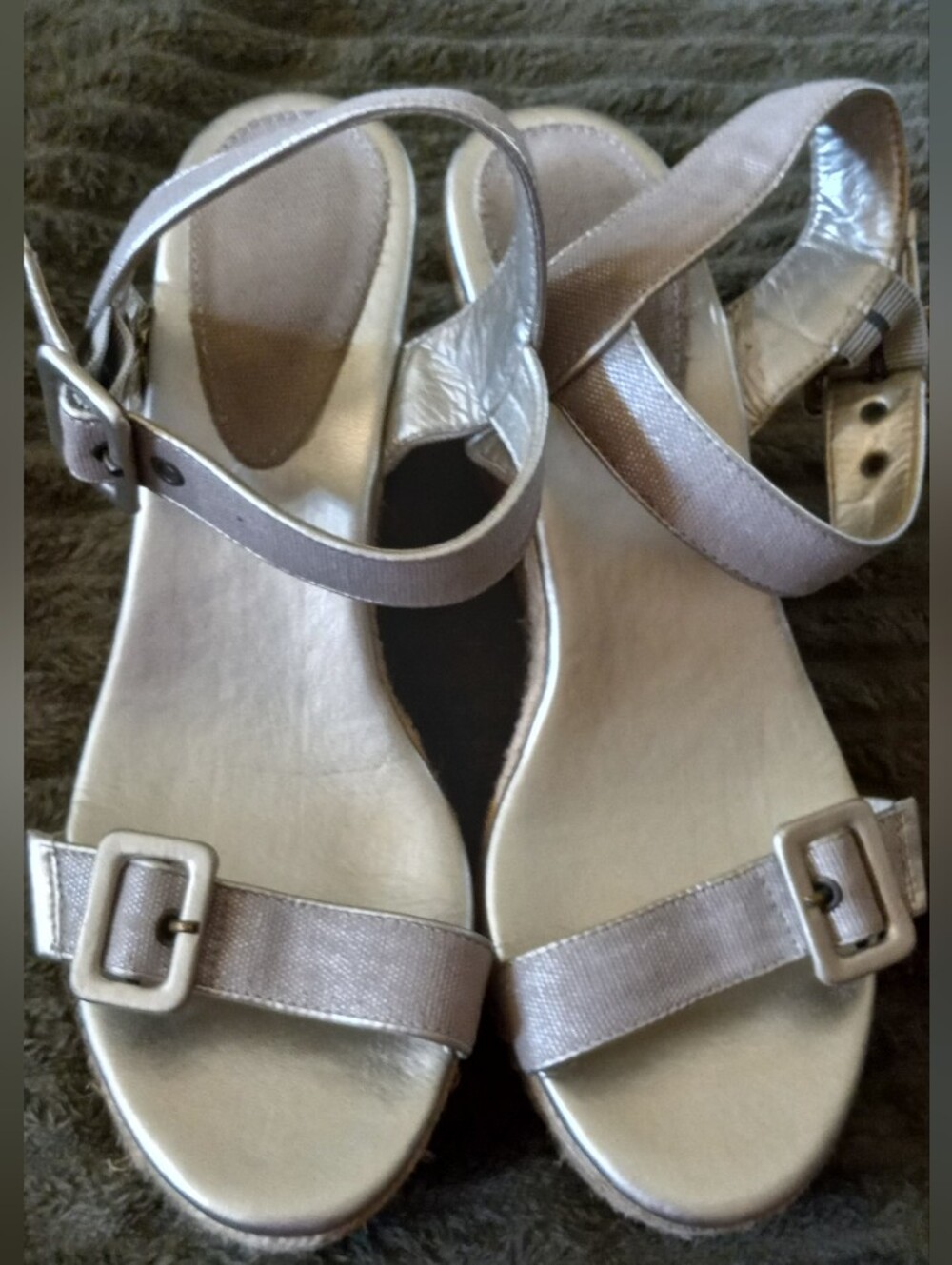 Michelle D Women’s Wedge Sandals in Metallic Taupe